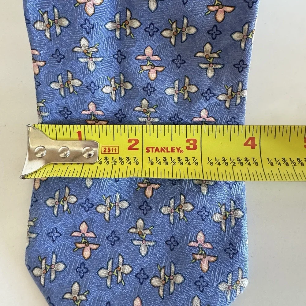 Ermenegildo Zegna Silk Necktie Light Blue Floral Print Made in Italy Designer‎